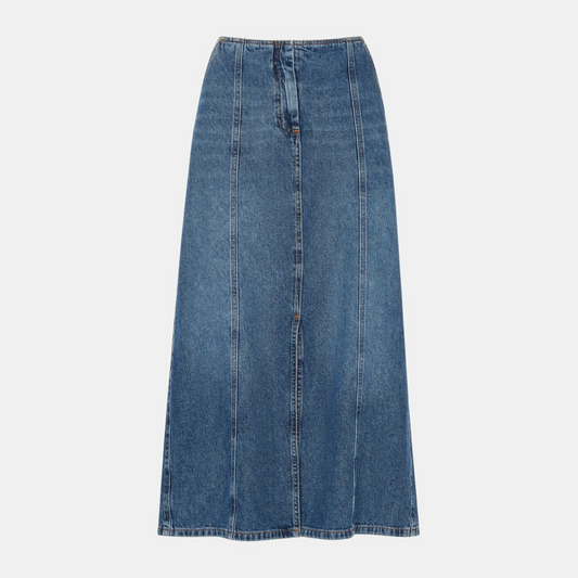Patchwork Denim Midi Skirt