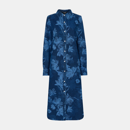 Chalk Print Denim Shirt Dress