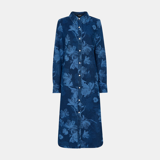 Chalk Print Denim Shirt Dress