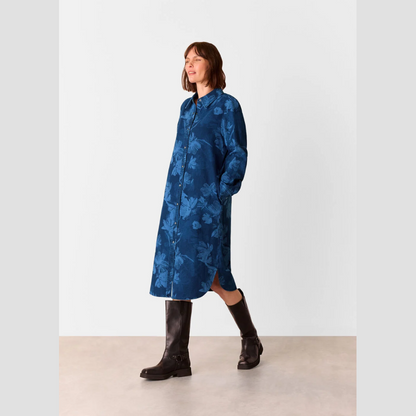 Chalk Print Denim Shirt Dress