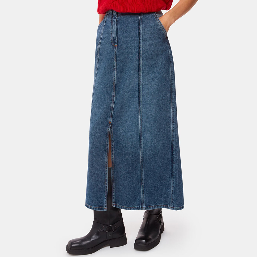 Patchwork Denim Midi Skirt