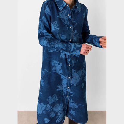 Chalk Print Denim Shirt Dress