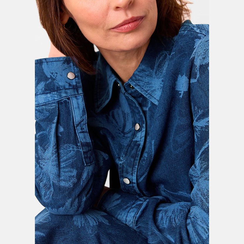 Chalk Print Denim Shirt Dress