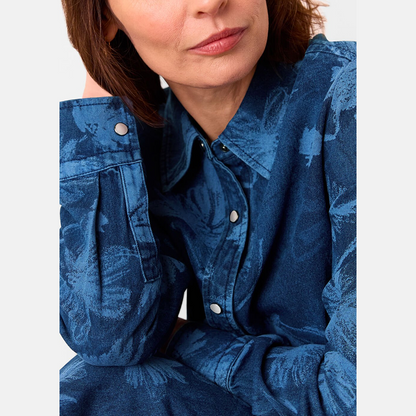 Chalk Print Denim Shirt Dress