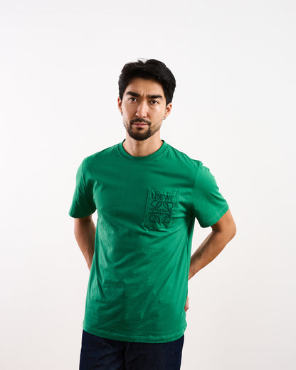 LOEWE Relaxed Fit Tonal Pocket Logo T-Shirt in Green