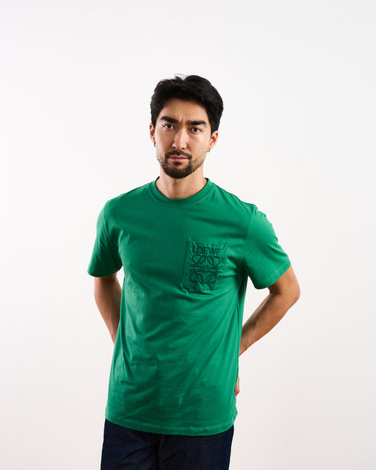 LOEWE Relaxed Fit Tonal Pocket Logo T-Shirt in Green
