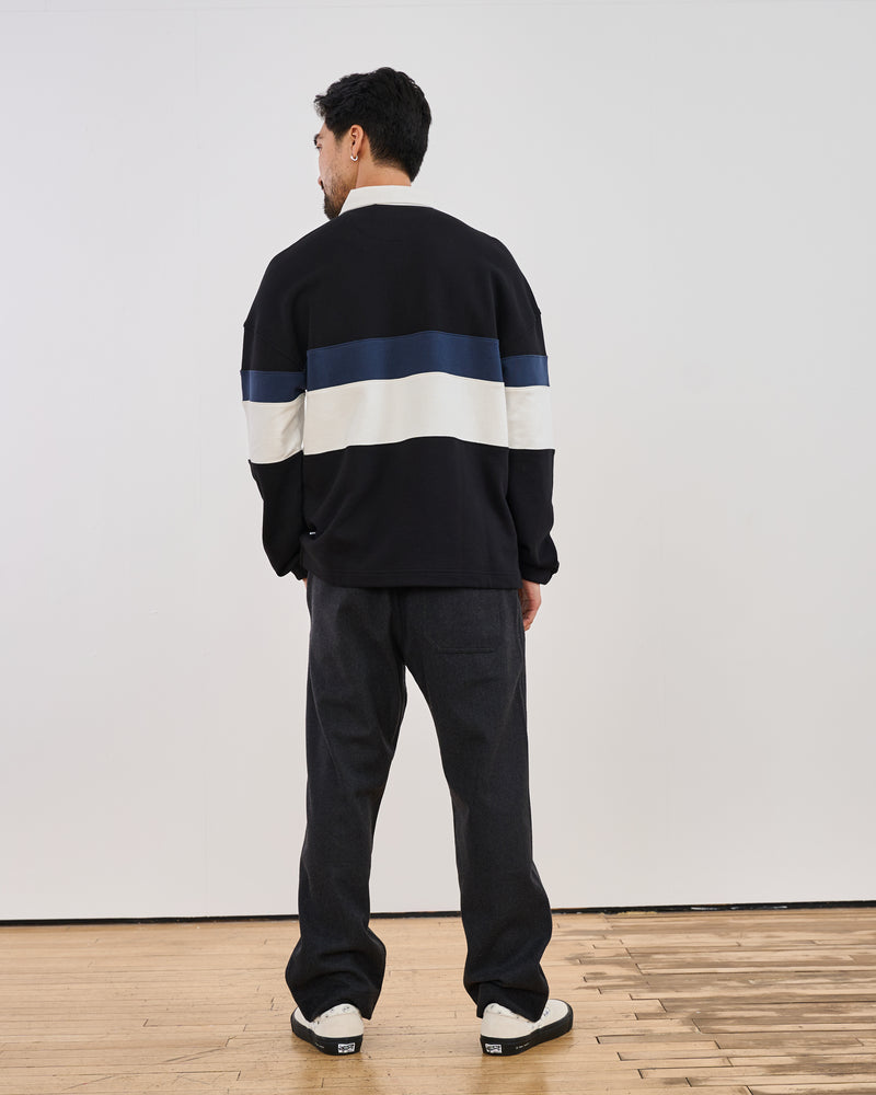 Bow Black Striped Organic Cotton Rugby Shirt