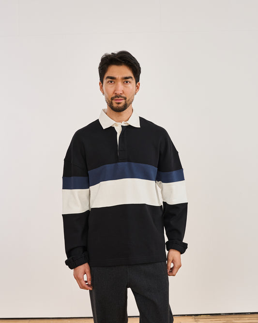 Bow Black Striped Organic Cotton Rugby Shirt