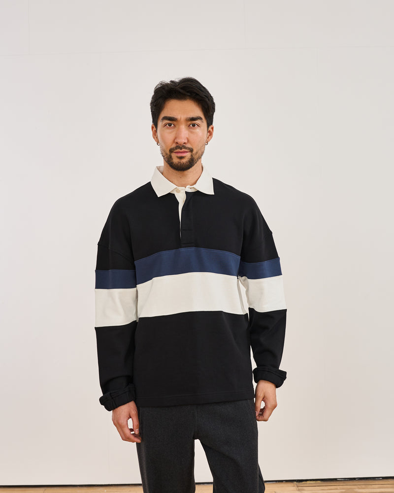 Bow Black Striped Organic Cotton Rugby Shirt