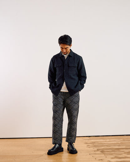 Kurt Trouser Navy Geometric Block