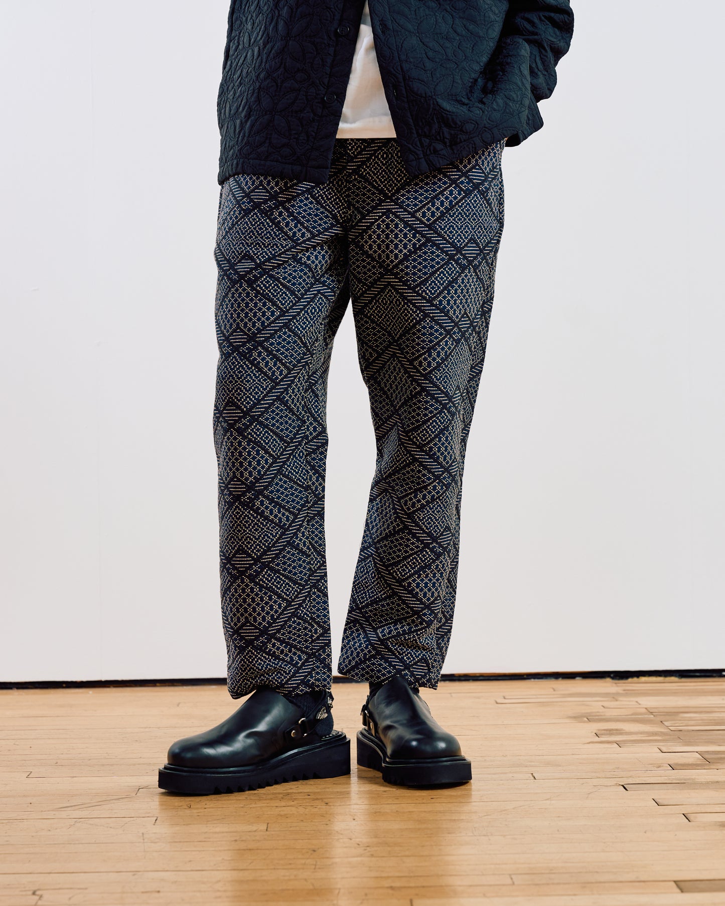Kurt Trouser Navy Geometric Block