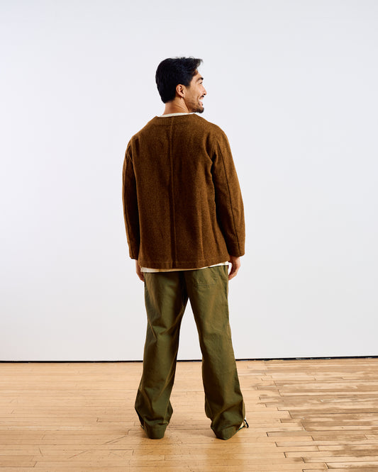 MHL. Felted Wool Twill Cardigan in Nutmeg