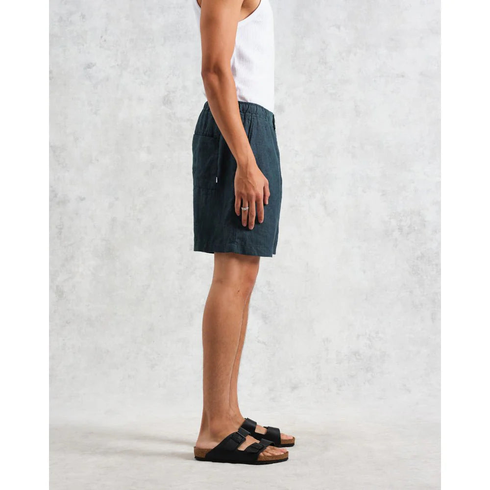 Wax London Kurt Short Two Tone Linen IN  Dark Green
