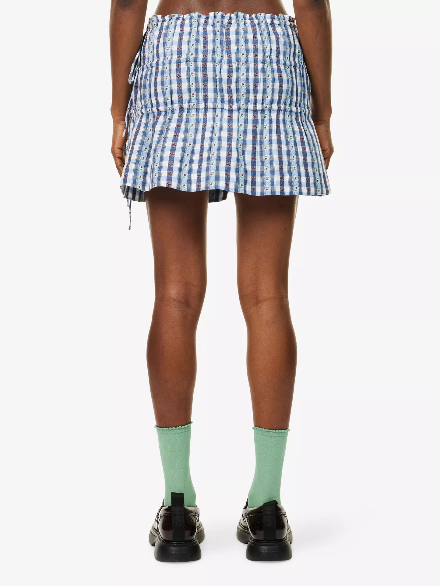 Damson Madder - ESTE MINI SKIRT in BLUE MARGOT GINGHAM