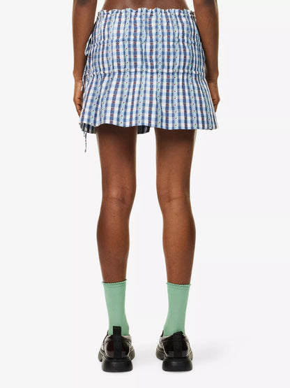 Damson Madder - ESTE MINI SKIRT in BLUE MARGOT GINGHAM