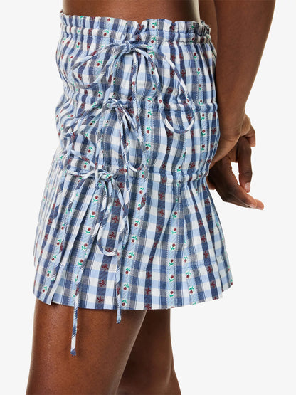 Damson Madder - ESTE MINI SKIRT in BLUE MARGOT GINGHAM