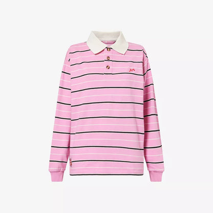 Damson Madder Remie Rugby Shirt in Pink Stripe