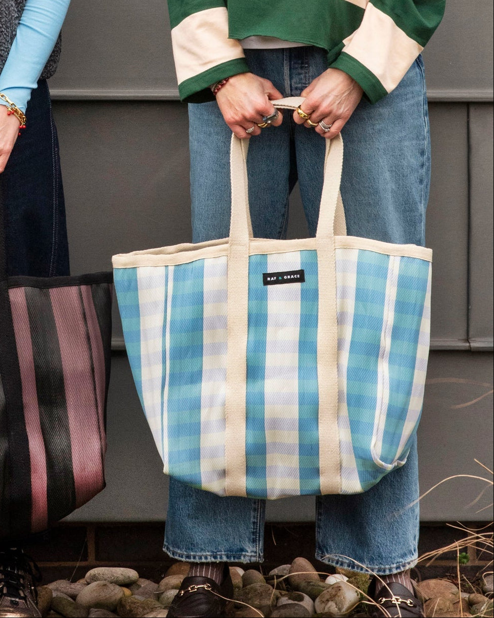 Raf & Grace Large Shopper Bag Blue/Ecru