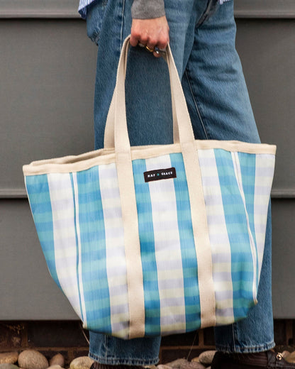 Raf & Grace Large Shopper Bag Blue/Ecru