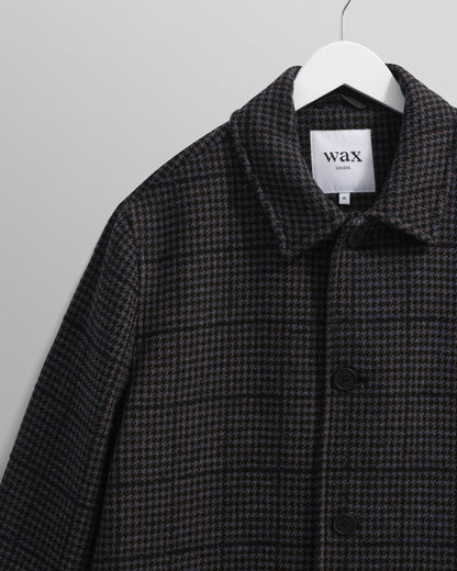 Wax London Stan Puppytooth Coat - Navy/Grey