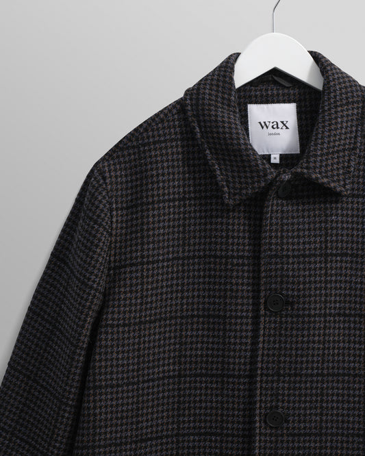 Wax London Stan Puppytooth Coat - Navy/Grey