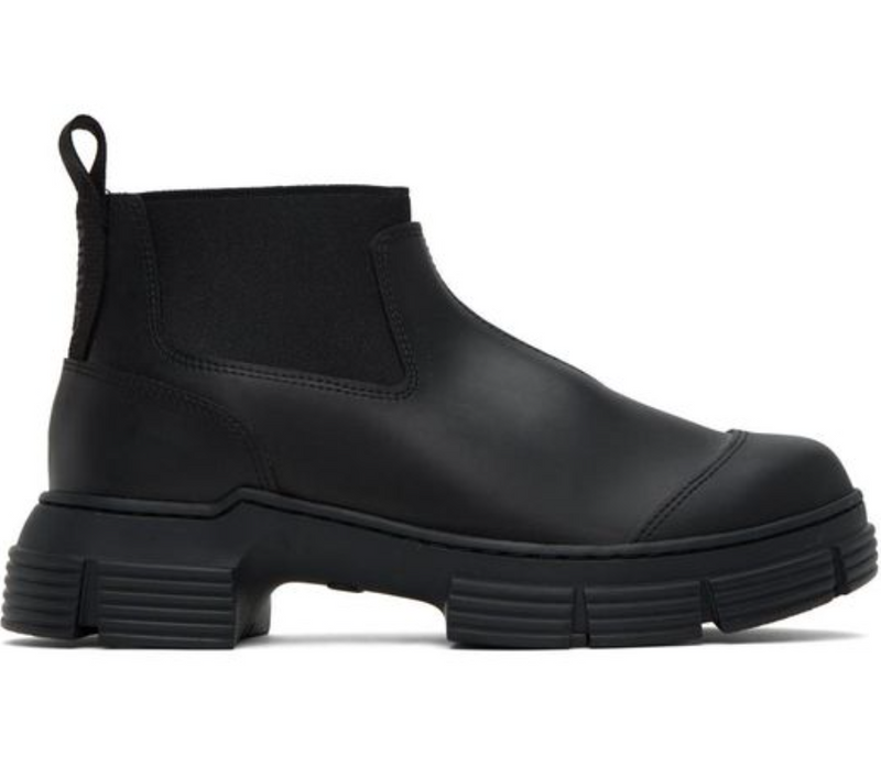 Ganni Recycled Rubber Crop City Boot - Black