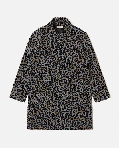 Universal Works Account Coat Leopard Flower Wool Blue