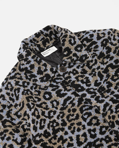 Universal Works Account Coat Leopard Flower Wool Blue
