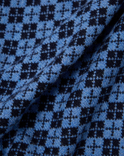 Universal Works Allan Cardigan Plain Knit Argyll Pale Blue/Navy