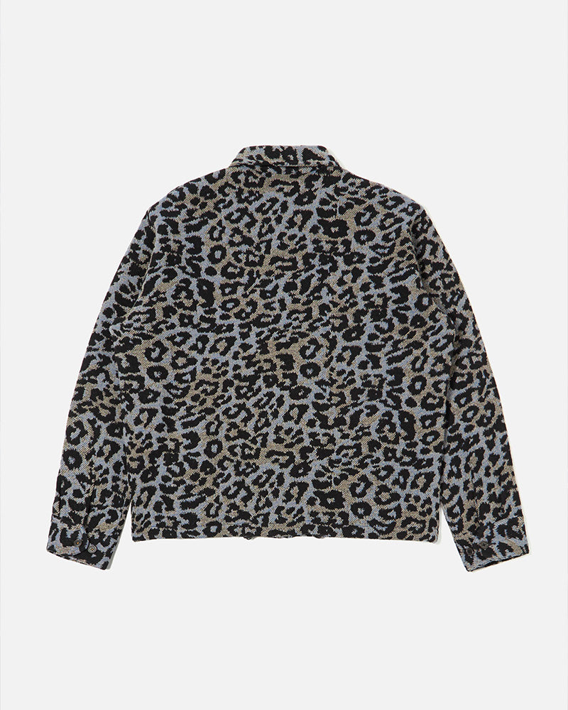 Universal Works Club Jacket Leopard Flower Wool Blue