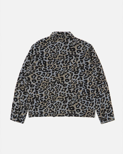 Universal Works Club Jacket Leopard Flower Wool Blue