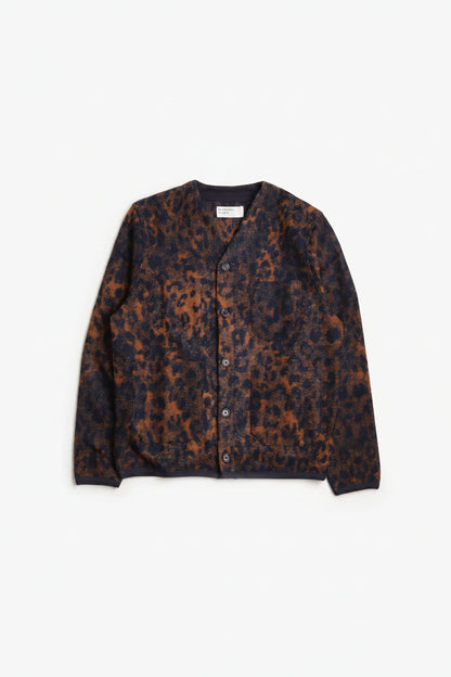 Universal Works Cardigan Night Leopard Dark Navy/Brown