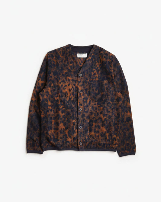 Universal Works Cardigan Night Leopard Dark Navy/Brown