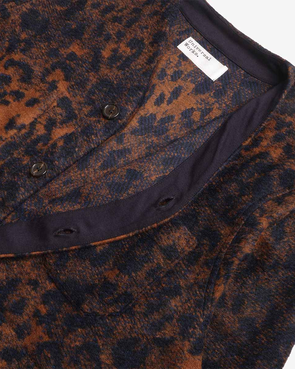 Universal Works Cardigan Night Leopard Dark Navy/Brown