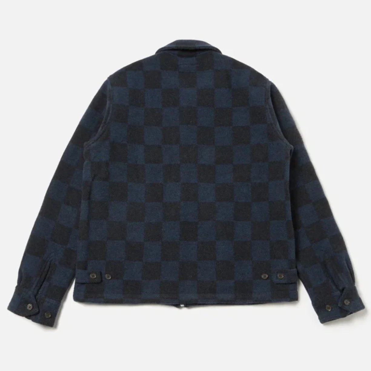 Universal Works Windcheater Jacket in Navy Checkerboard Lambswool