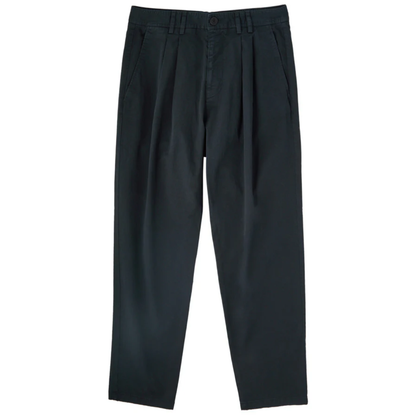 Raleigh Navy Cotton Pleated Trousers