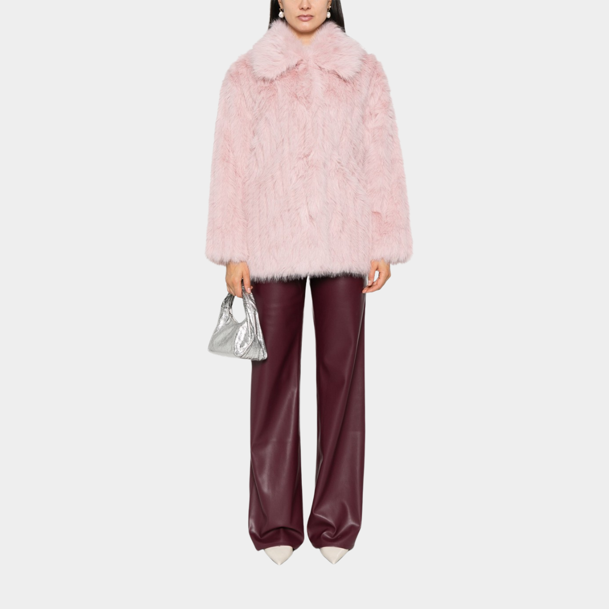 ROSEMARY PINK PELTED FAUX FUR COAT