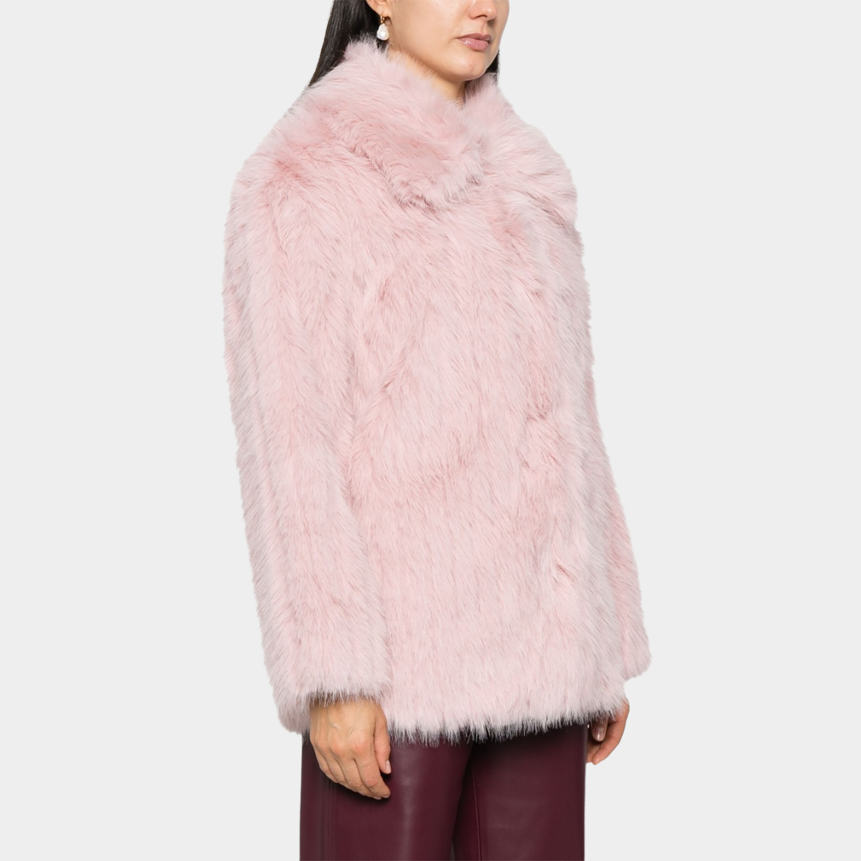ROSEMARY PINK PELTED FAUX FUR COAT