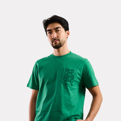 LOEWE Relaxed Fit Tonal Pocket Logo T-Shirt in Green