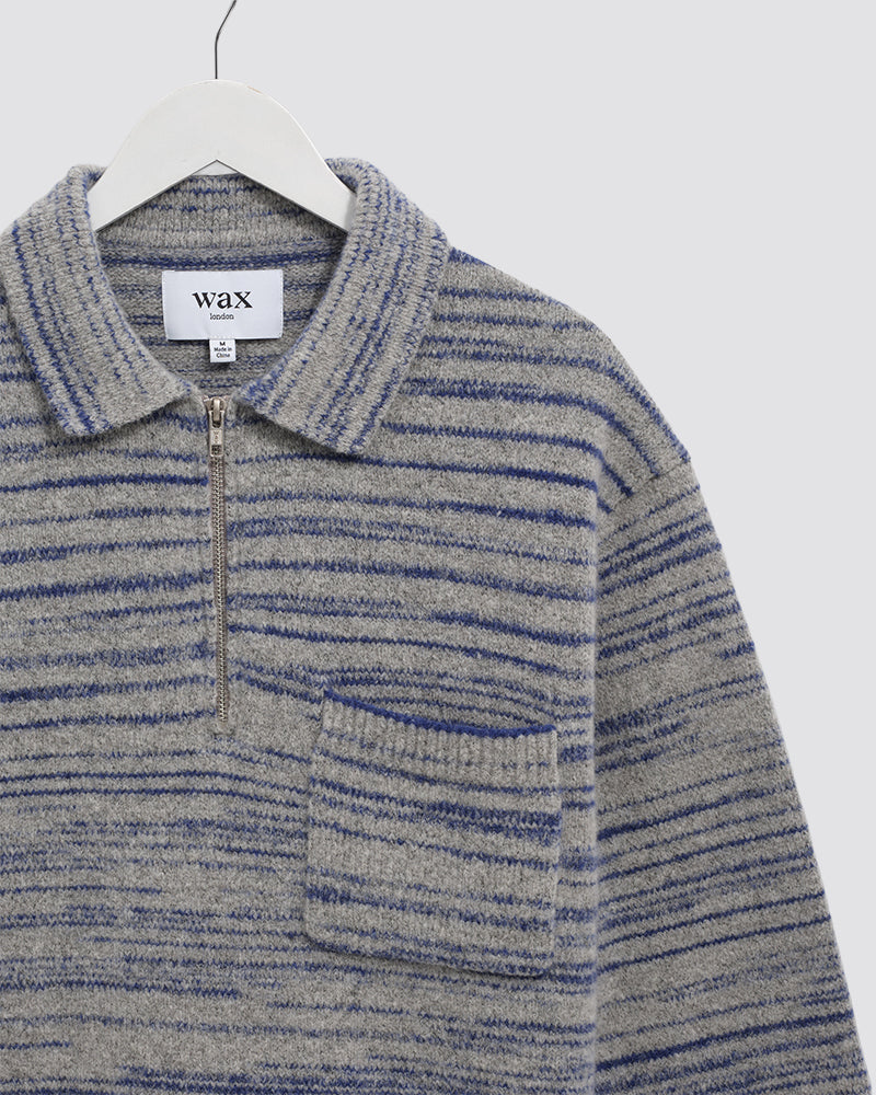 Wax London Alpha Zip Polo - Grey