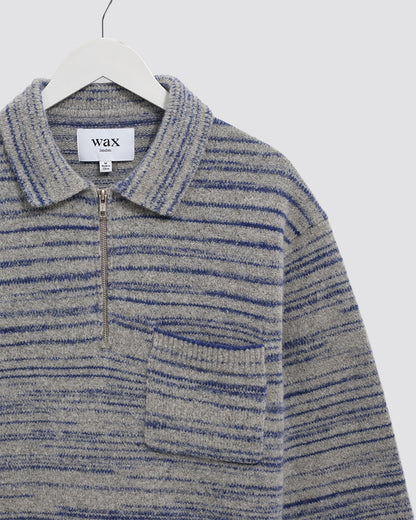 Wax London Alpha Zip Polo - Grey