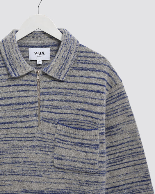 Wax London Alpha Zip Polo - Grey