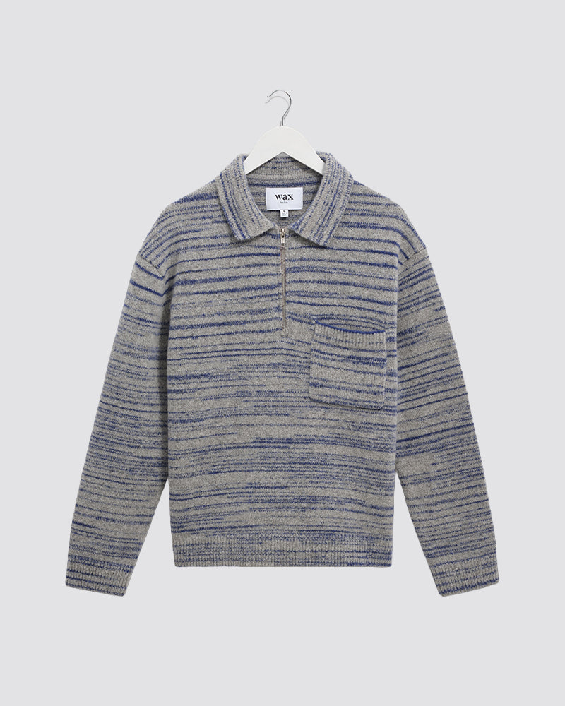 Wax London Alpha Zip Polo - Grey