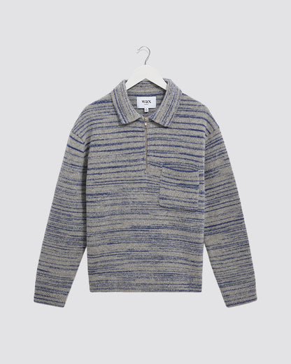 Wax London Alpha Zip Polo - Grey