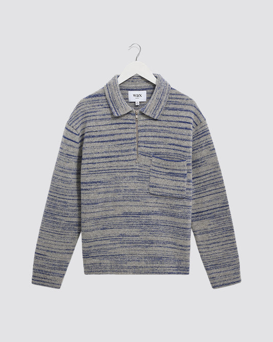 Wax London Alpha Zip Polo - Grey