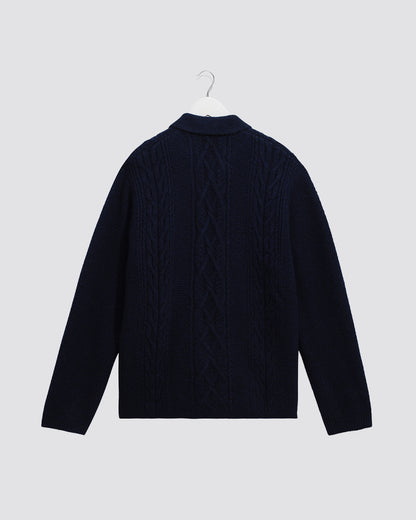 Wax London Friar Zip Knit Jacket - Blue