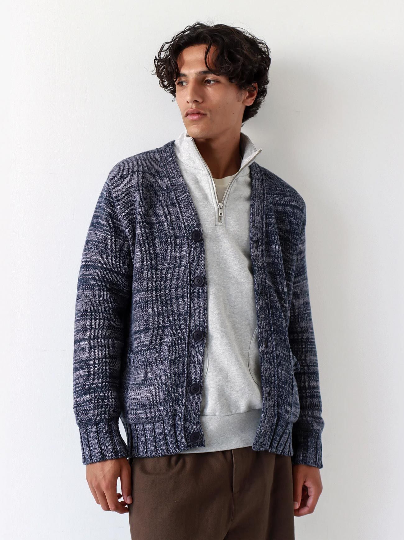 Buckley Cardigan Navy Iris / Silver Blue Twisted Yarn 