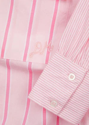 KENDALL RUFFLE SHIRT - PINK STRIPE MIX