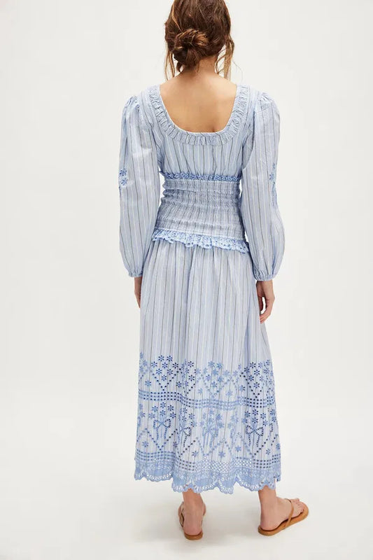 NOLA MIDI DRESS - BLUE BUSINESS STRIPE
