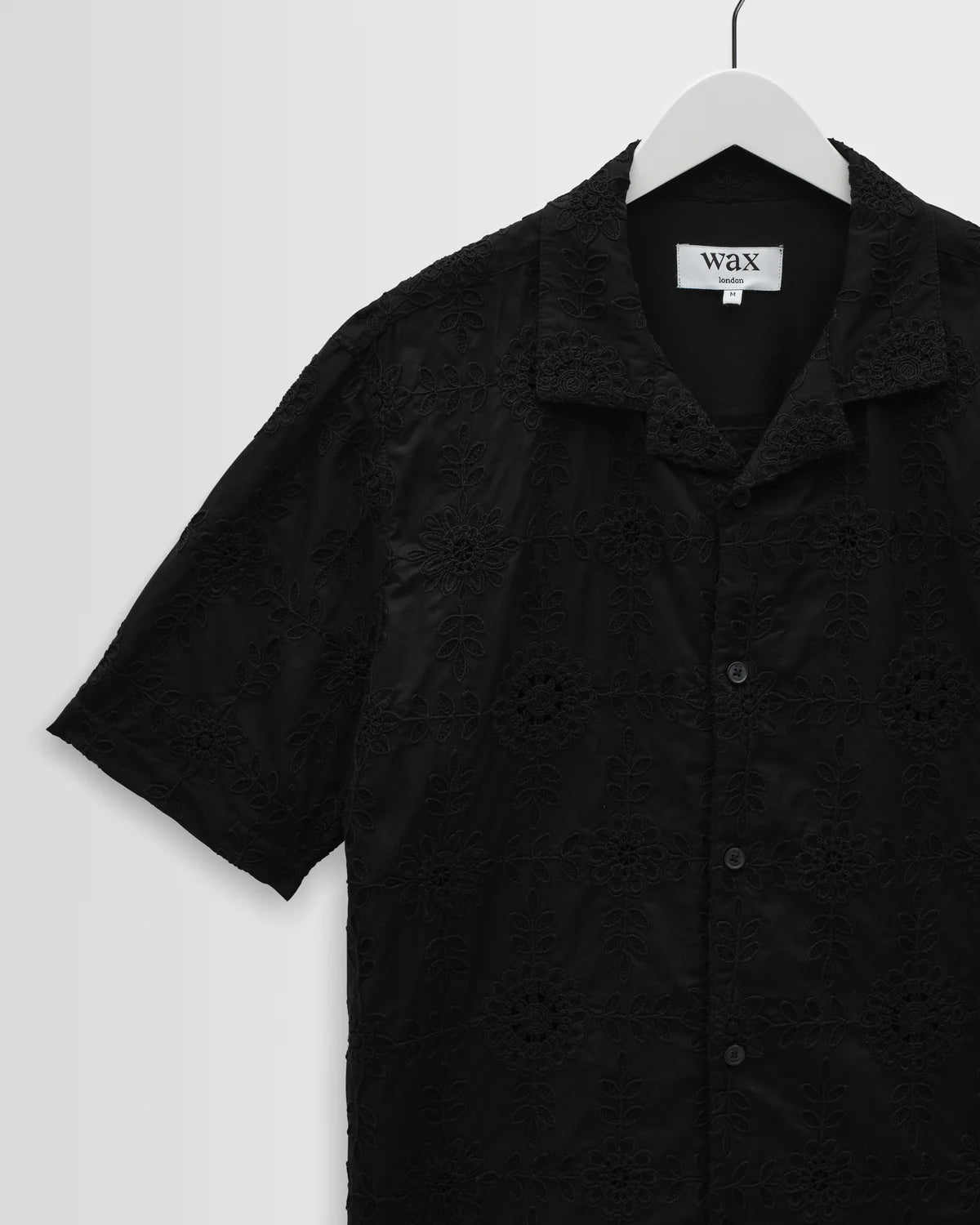 Didcot Black Corded Lace Short Sleeve Shirt